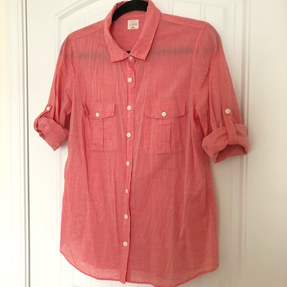 J. Crew “The Perfect Shirt” Salmon Button-Down